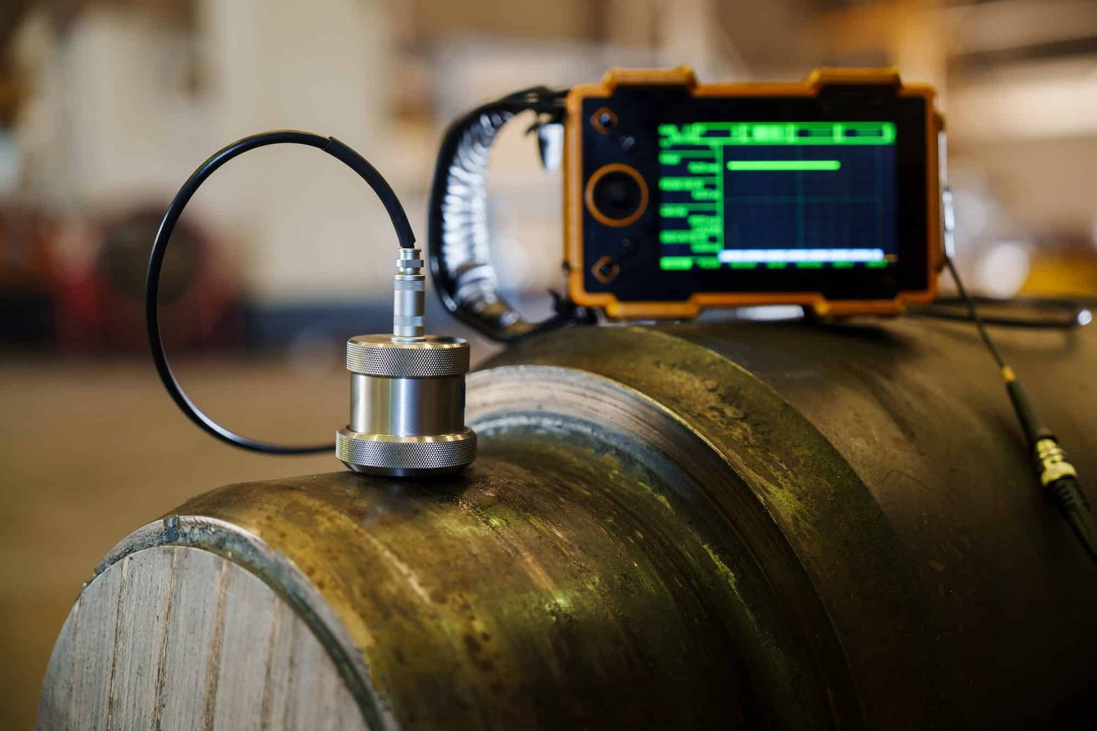 Photo of a technician performing a weld inspection